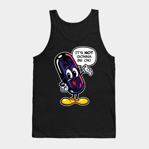 Black Pill ~ Retro Cartoon Mascot Tank Top by CTKR Studio